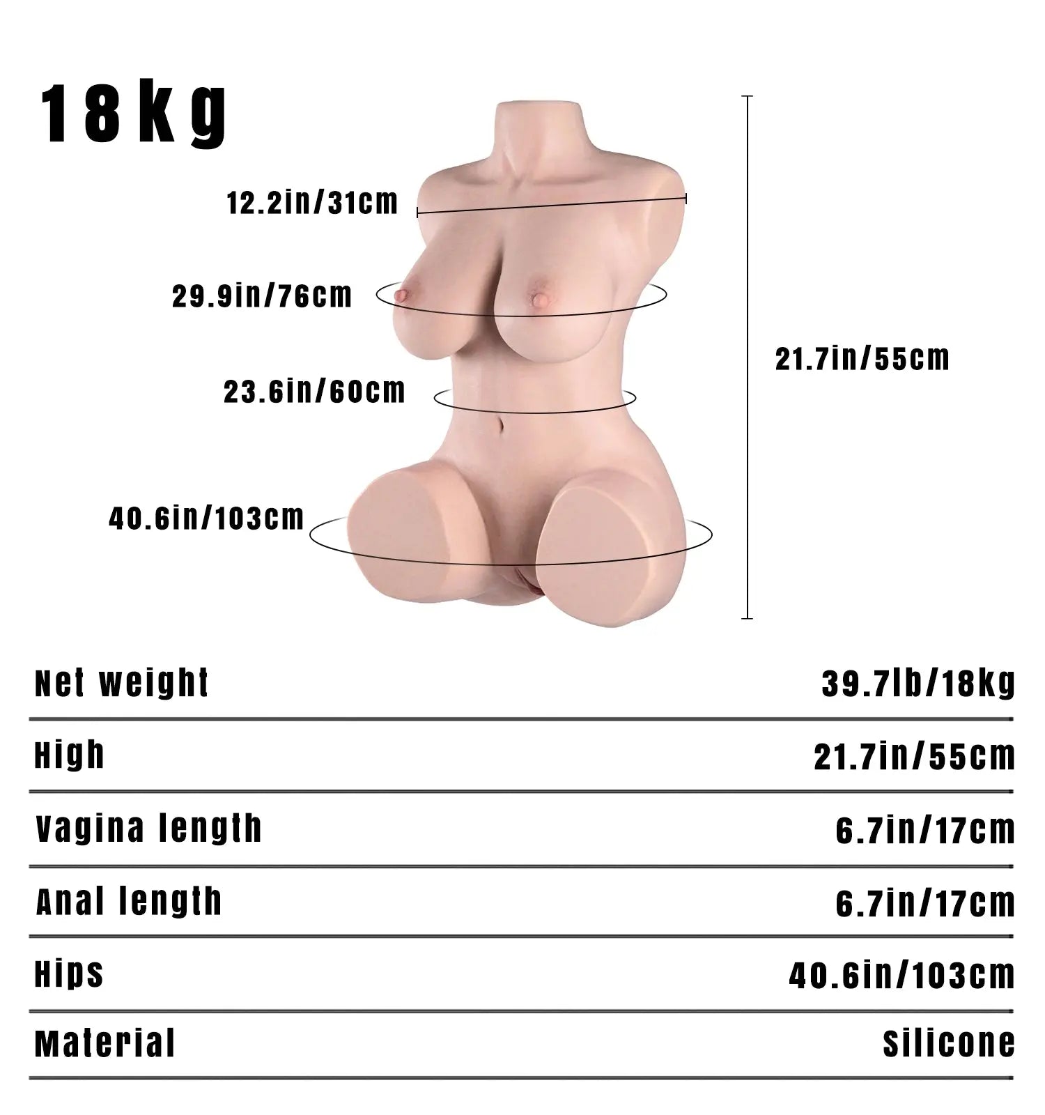 Melissa:18KG Ultra Realistic Torso Sex Doll MRLDOLL